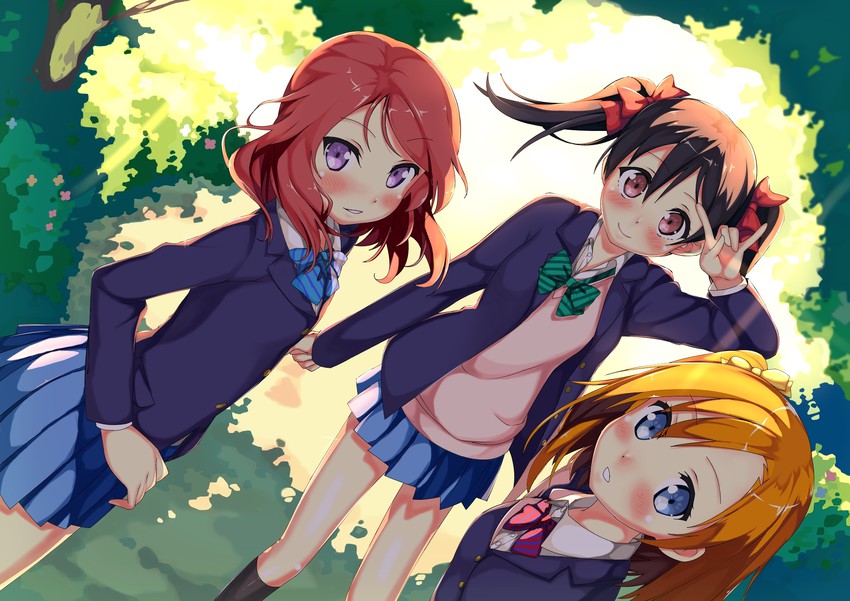nishikino maki, yazawa nico, and kosaka honoka (love live! and 1 more) drawn by kawai_(purplrpouni)