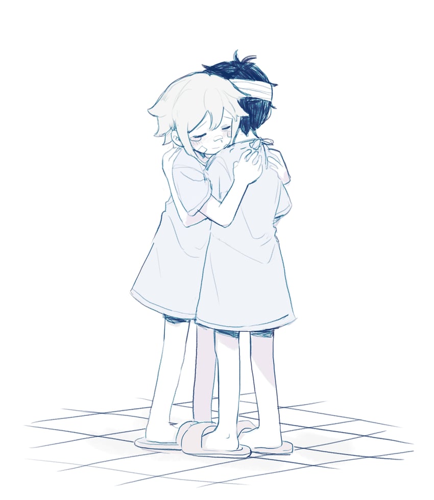 sunny and basil (omori) drawn by sike_(dvh_04)