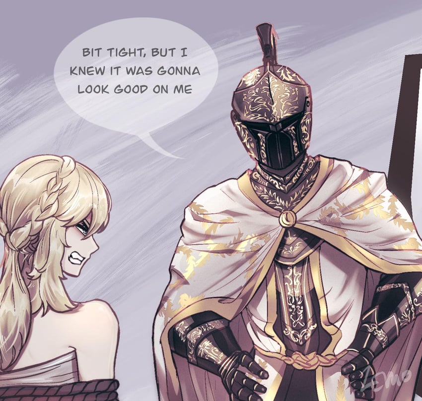 tarnished and needle knight leda (elden ring and 1 more) drawn by lemoninjazz