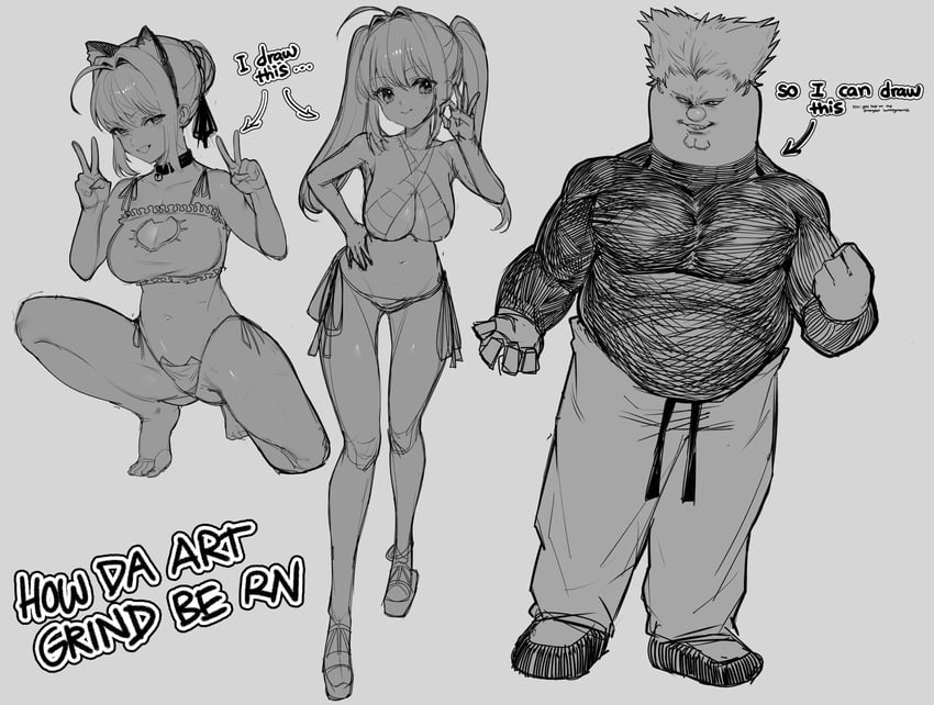 nero claudius, peter griffin, and garou (fate and 2 more) drawn by kowai_(iamkowai)