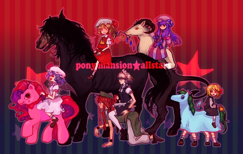 remilia scarlet, flandre scarlet, izayoi sakuya, cirno, patchouli knowledge, and 3 more (touhou and 2 more) drawn by hachimillion