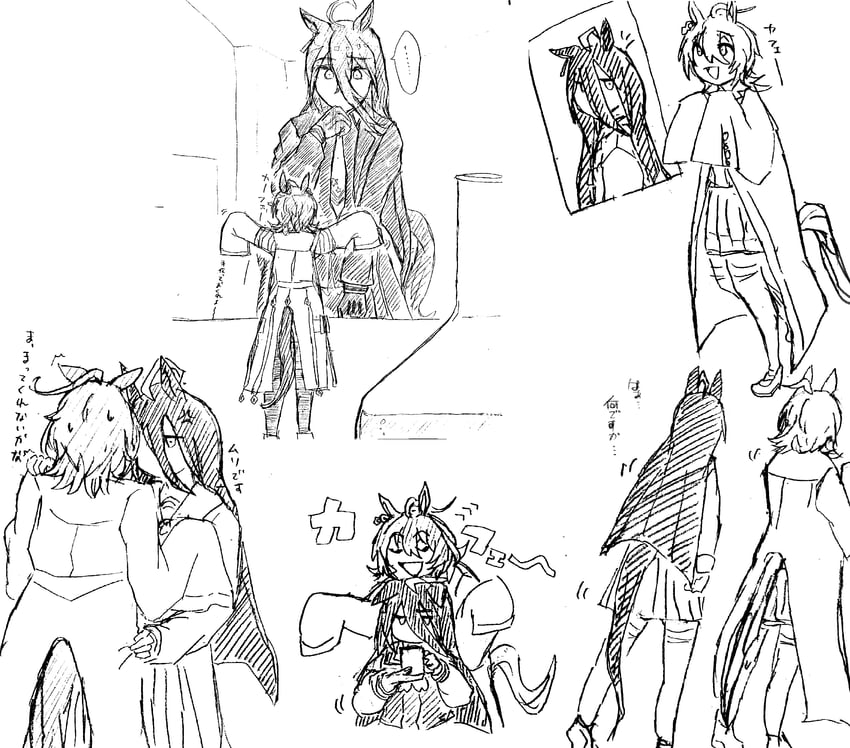 agnes tachyon, manhattan cafe, and takamaki anne (umamusume) drawn by gachitamago