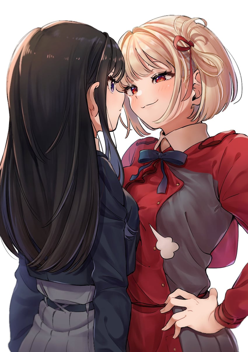 nishikigi chisato and inoue takina (lycoris recoil) drawn by po_(moudameda17)