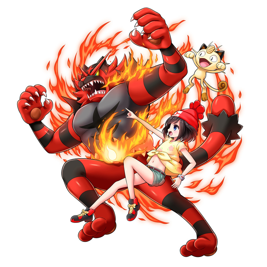 selene, meowth, and incineroar (pokemon and 1 more) drawn by bluebird_(bluebird90)