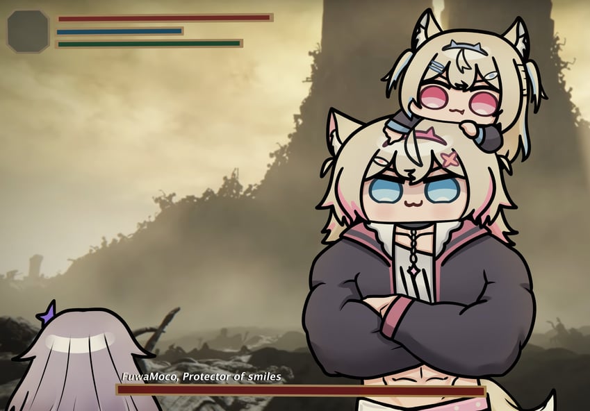 fuwawa abyssgard, mococo abyssgard, and koseki bijou (hololive and 3 more) drawn by uki_shu