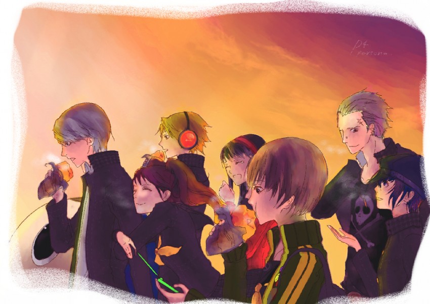 narukami yu, shirogane naoto, satonaka chie, kujikawa rise, amagi yukiko, and 2 more (persona and 1 more) drawn by michi_taba