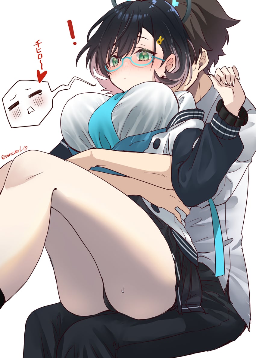 sensei and chihiro (blue archive) drawn by vent_vert_(kuuya)