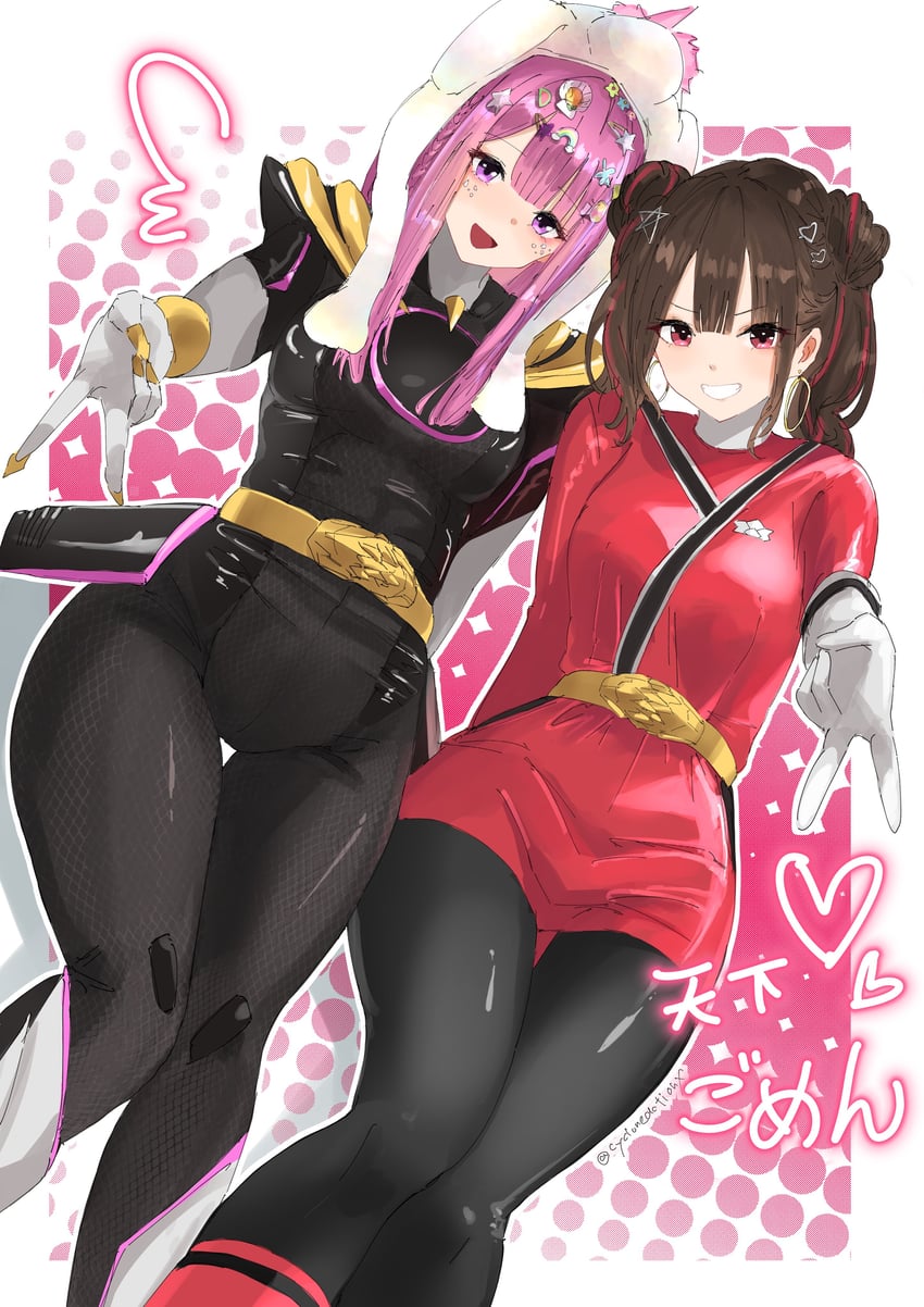 shinken red, ichikawa sumino, gozyuunicorn, and ichikawa oto (super sentai and 2 more) drawn by cycloneactionx