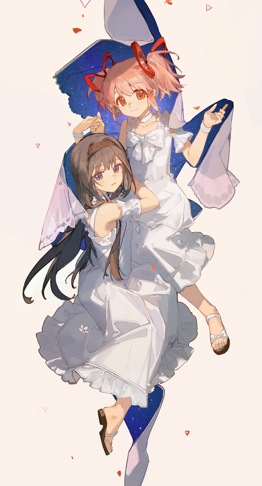 akemi homura and kaname madoka (mahou shoujo madoka magica) drawn by ciloranko