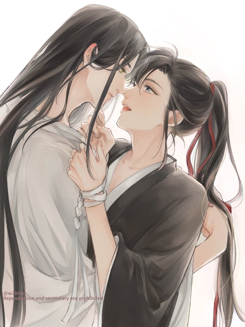 wei wuxian and lan wangji (modao zushi) drawn by w2biiro