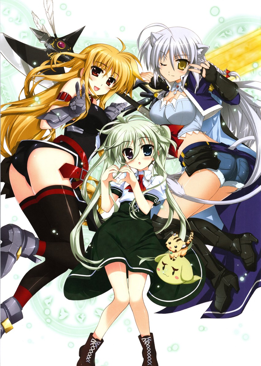 fate testarossa, bardiche, einhard stratos, leonmitchelli galette des rois, and asteion (lyrical nanoha and 2 more) drawn by fujima_takuya