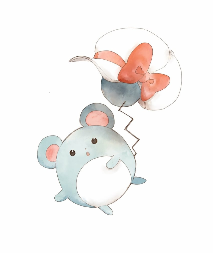 lyra and marill (pokemon and 1 more) drawn by asuka_rkgk
