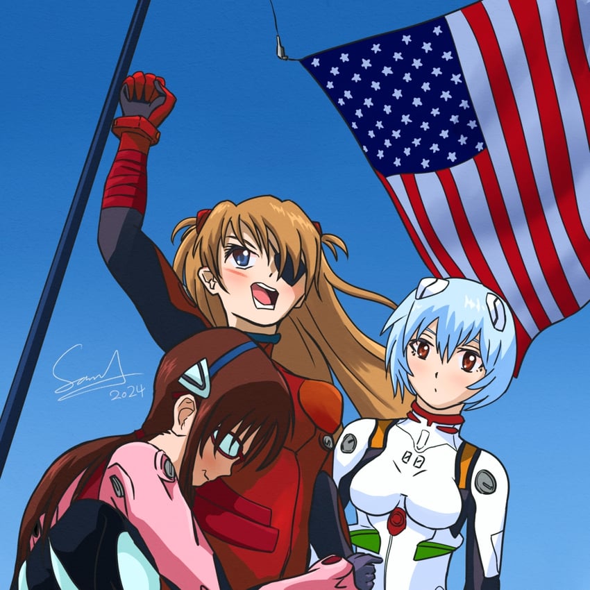 souryuu asuka langley, ayanami rei, and makinami mari illustrious (neon genesis evangelion and 1 more) drawn by samuelkwok1212