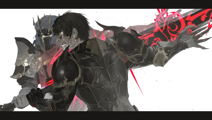 warrior of light, adventurer, dark knight, and fray myste (final fantasy and 1 more) drawn by rokyoyoo