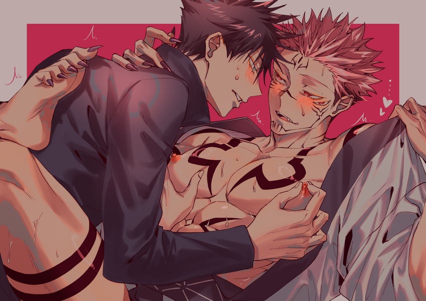 fushiguro megumi and ryoumen sukuna (jujutsu kaisen) drawn by azukiharuta_ju