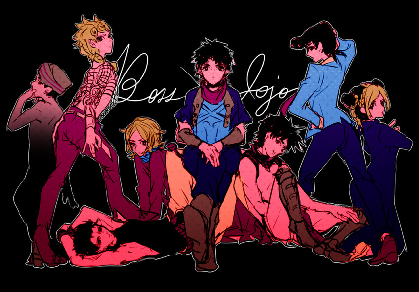 joseph joestar, kujo jotaro, dio brando, kujo jolyne, giorno giovanna, and 8 more (jojo no kimyou na bouken and 8 more) drawn by kumio-appon
