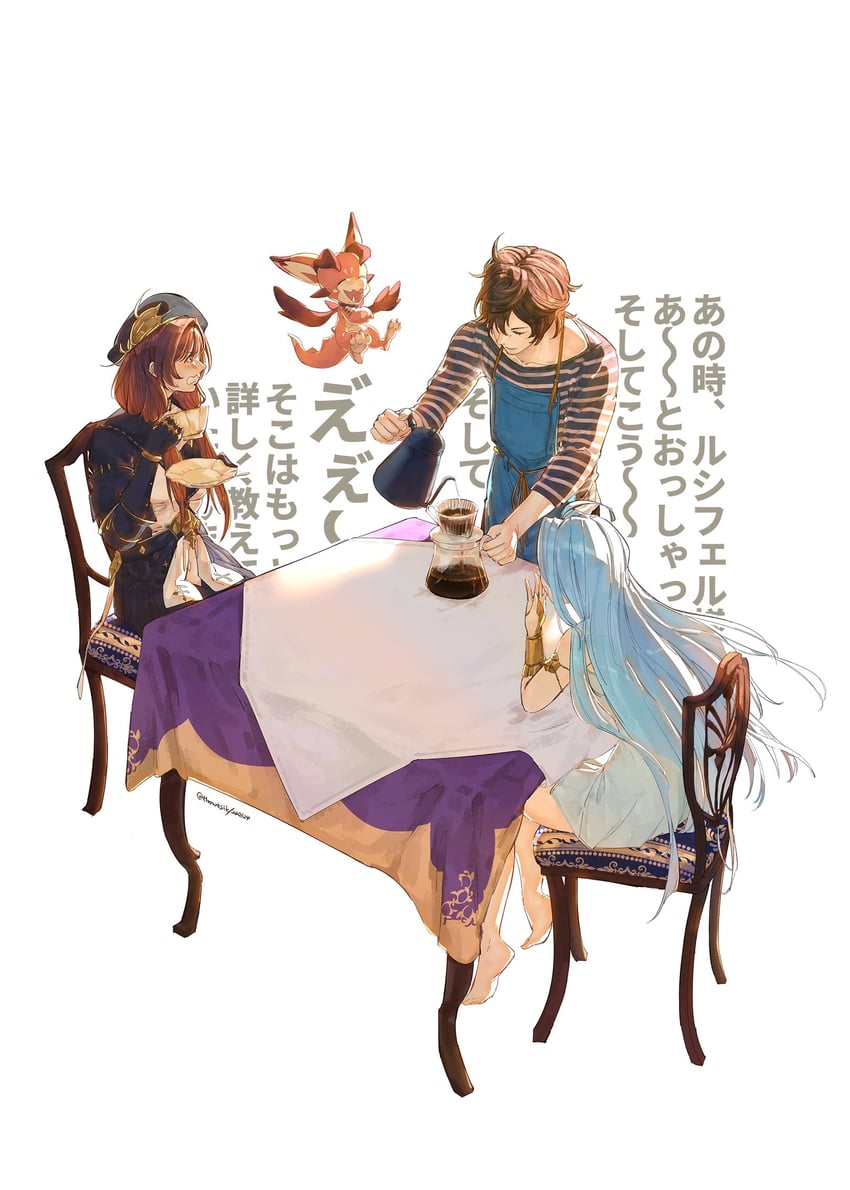 sandalphon, lyria, vyrn, and raziel (granblue fantasy) drawn by thooatsik