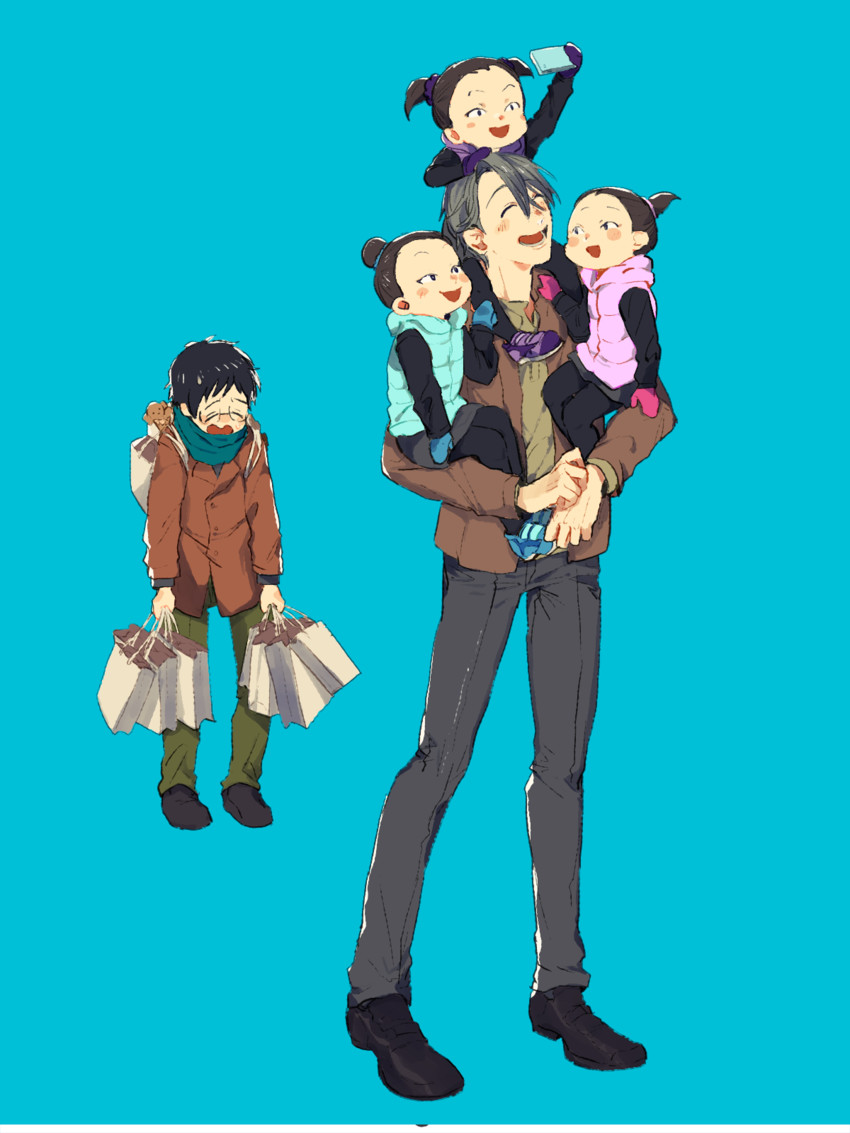 katsuki yuuri, viktor nikiforov, nishigoori lutz, nishigoori loop, and nishigoori axel (yuri!!! on ice) drawn by rikyuu