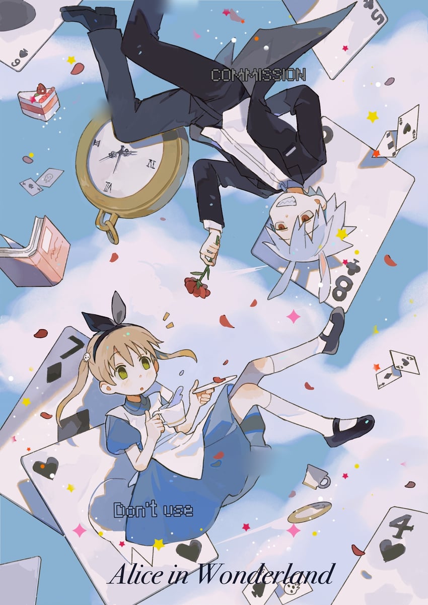 maka albarn, white rabbit, soul evans, and alice (alice's adventures in wonderland and 2 more) drawn by rice_(somasuki_77)