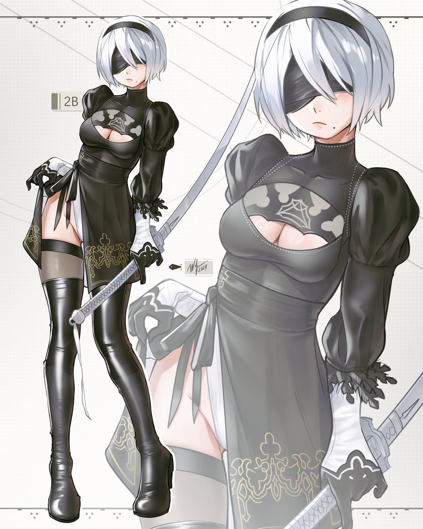 2b (nier and 1 more) drawn by waligner