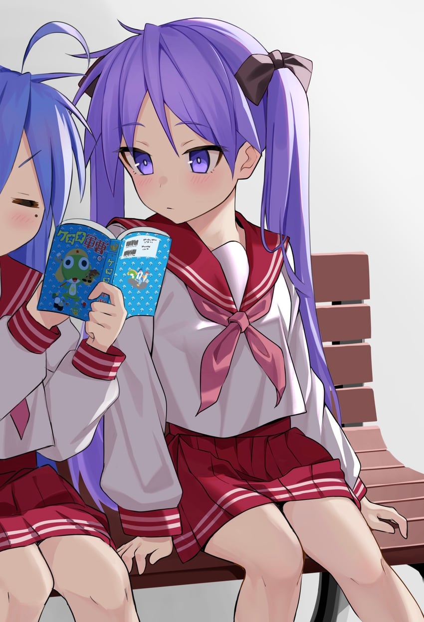 hiiragi kagami and izumi konata (lucky star and 1 more) drawn by tamusuguru