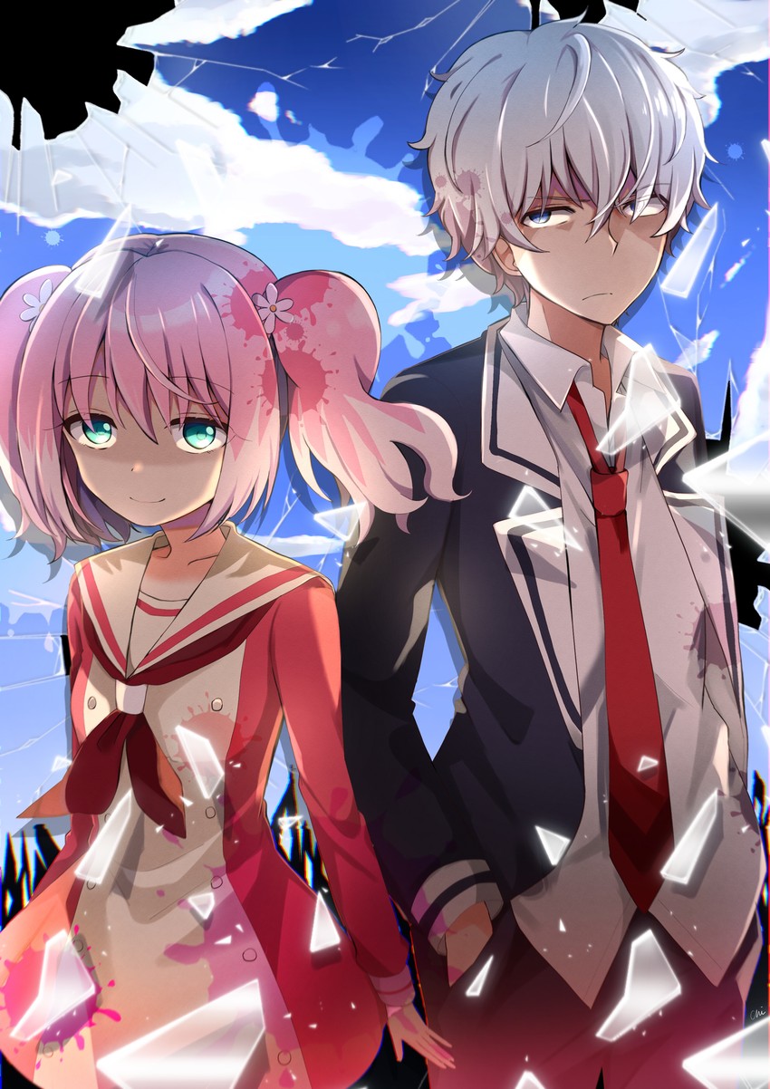 hiiragi nana and onodera kyouya (munou na nana) drawn by chinami_ura