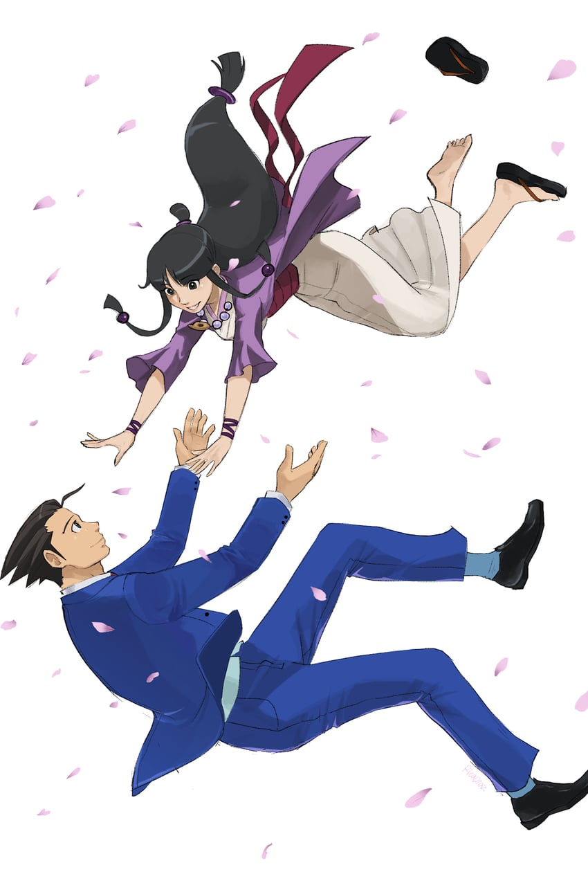 phoenix wright and maya fey (ace attorney) drawn by rica_diaz