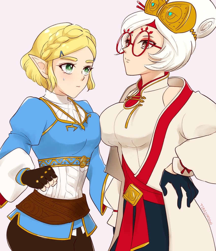 princess zelda and purah (the legend of zelda and 1 more) drawn by teraichigo