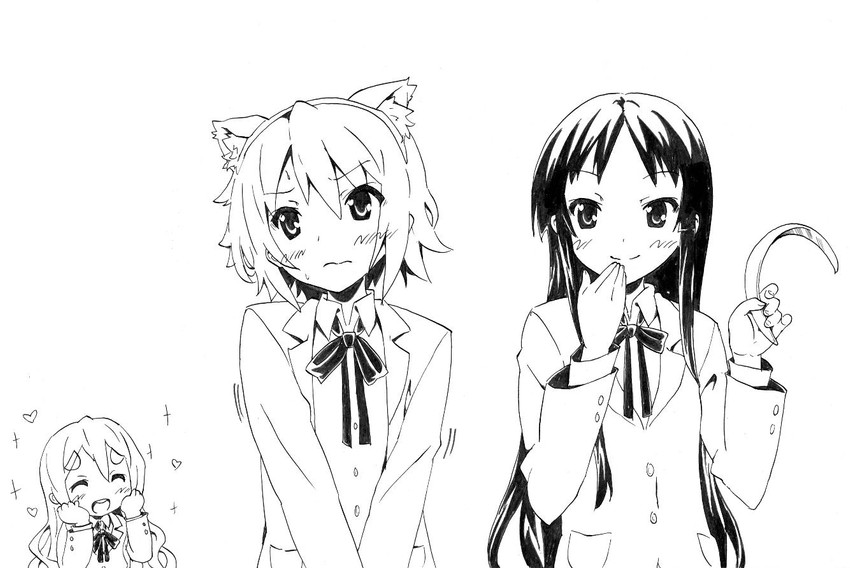 akiyama mio, tainaka ritsu, and kotobuki tsumugi (k-on!) drawn by nome_(nnoommee)