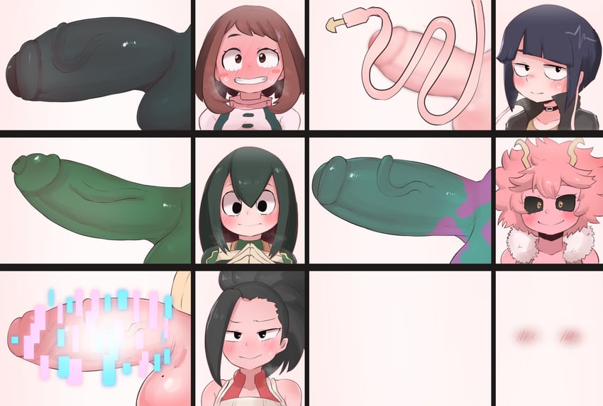 uraraka ochaco, asui tsuyu, yaoyorozu momo, ashido mina, jiro kyoka, and 1 more (boku no hero academia) drawn by zkky2nd