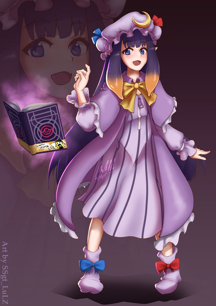 kirisame marisa, patchouli knowledge, ninomae ina'nis, and ao-chan (touhou and 2 more) drawn by ssgt-lulz