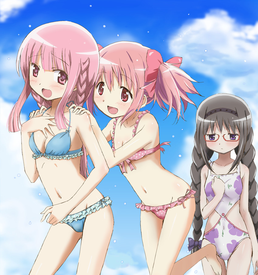 akemi homura, kaname madoka, and tamaki iroha (mahou shoujo madoka magica and 1 more) drawn by kinfuji