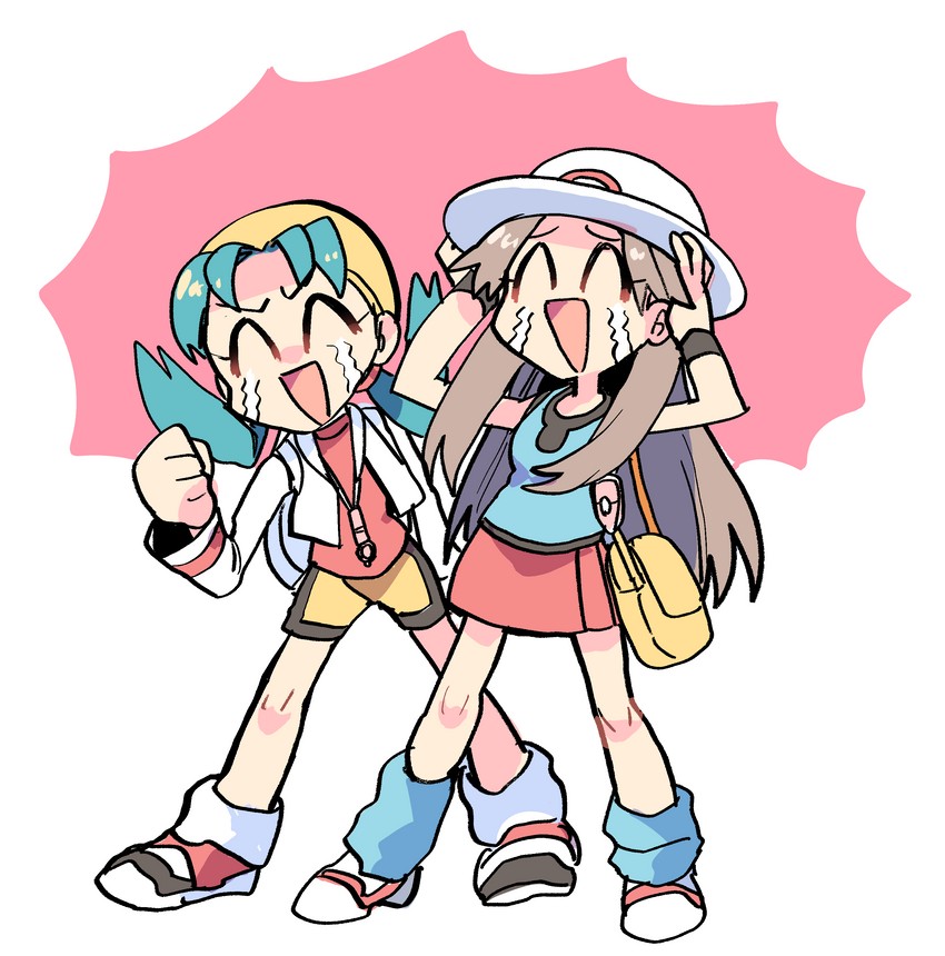 leaf and kris (pokemon and 3 more) drawn by hiziki723