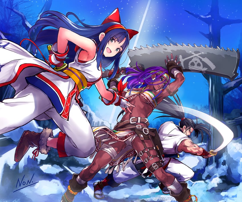 nakoruru, haoumaru, and darli dagger (the king of fighters and 3 more) drawn by kujou_non