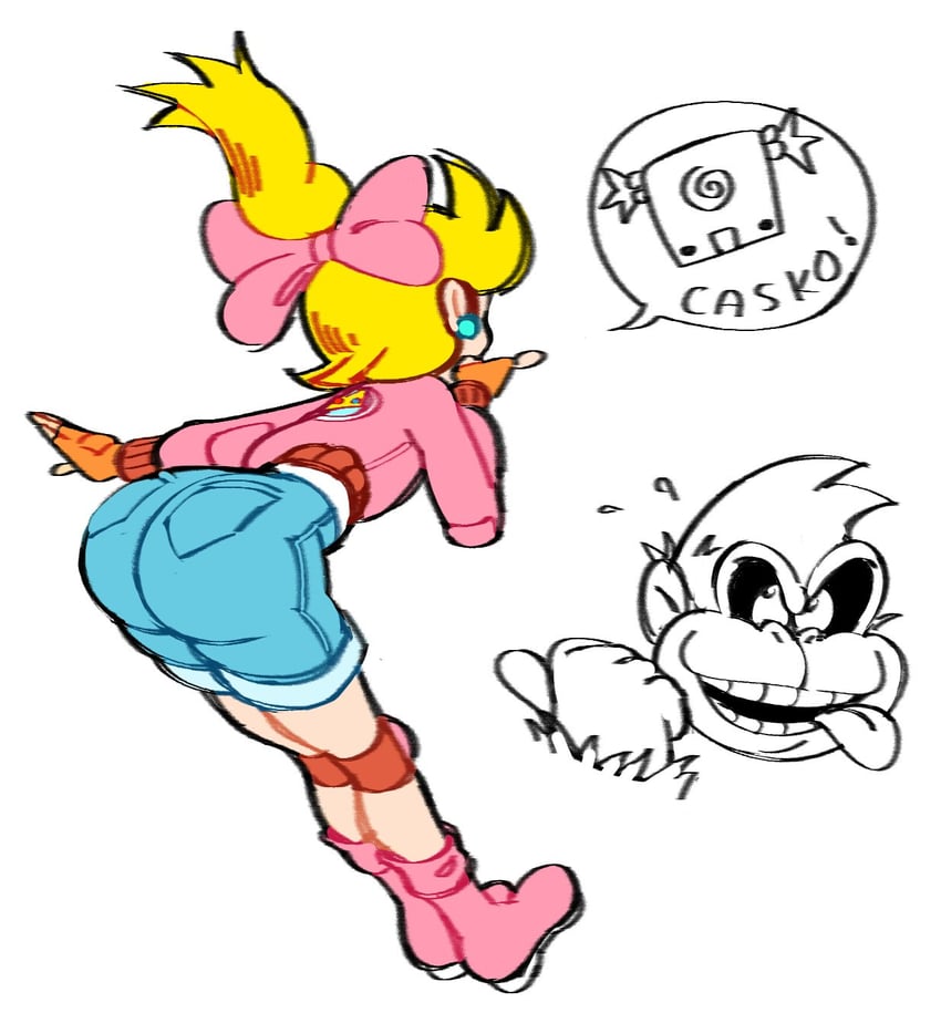 princess peach and donkey kong (mario and 5 more) drawn by dream_casko