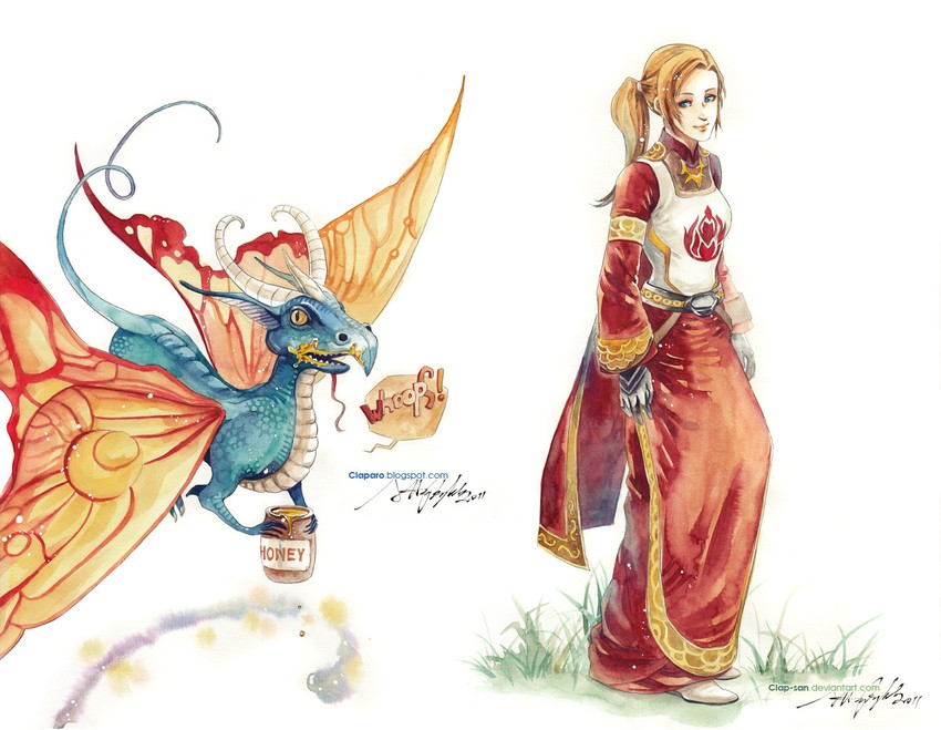 player character and priest (dungeons & dragons and 2 more) drawn by claparo