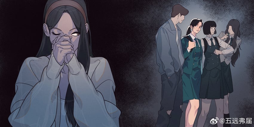 yoo je-i, choi kyung, joo ye-ri, and nam byeong-jin (friendly rivalry) drawn by no5frontiers