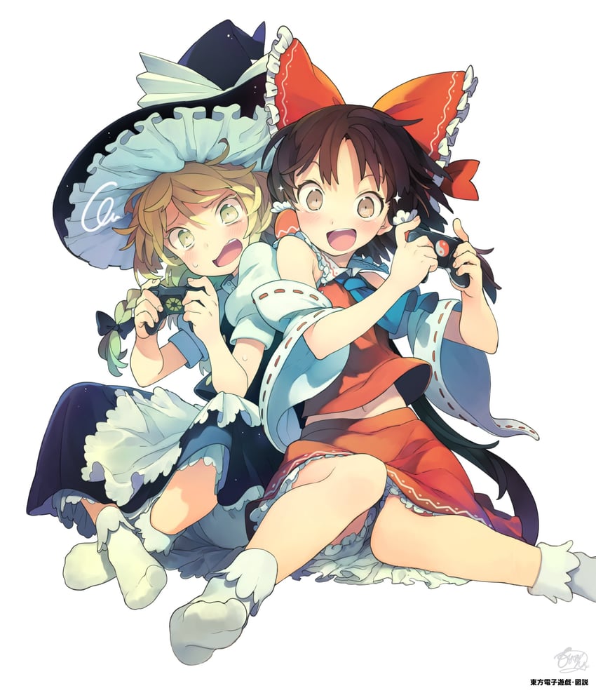 hakurei reimu and kirisame marisa (touhou) drawn by morino_hon