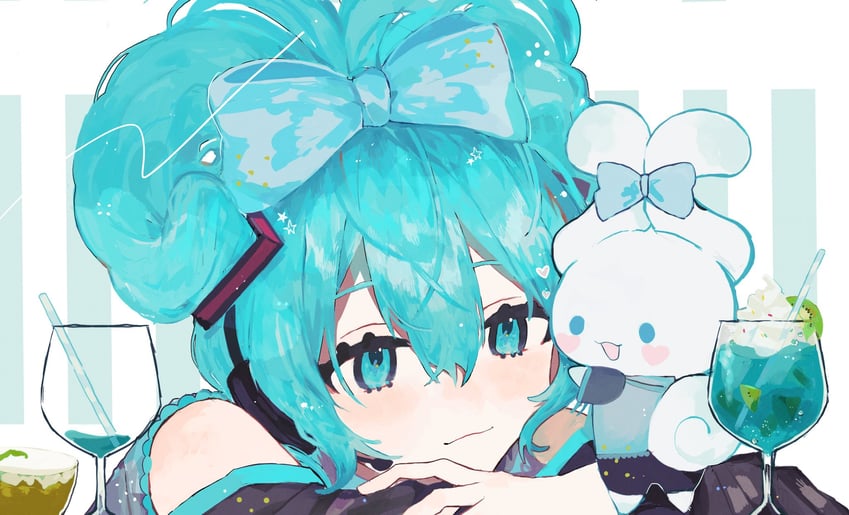 hatsune miku, cinnamoroll, and cinnamiku (vocaloid and 2 more) drawn by wonemu_8327