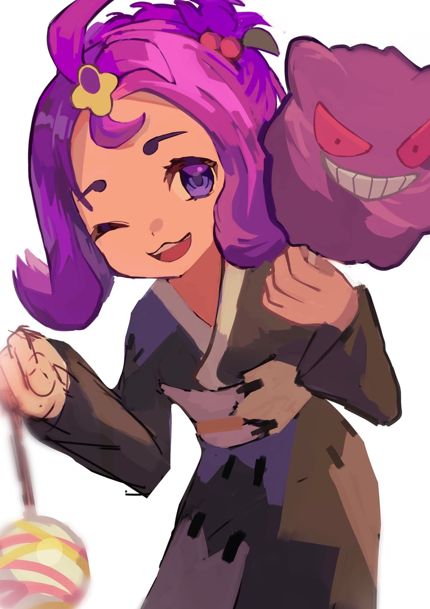 gengar and acerola (pokemon and 1 more) drawn by rasoso_(wyzx4524)