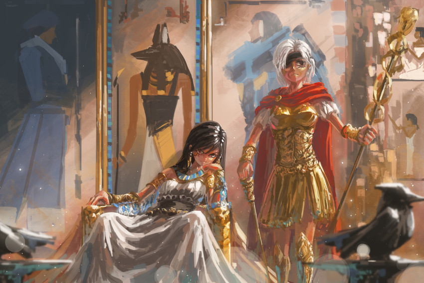 pharah, ana, and anubis (overwatch and 2 more) drawn by song_ren