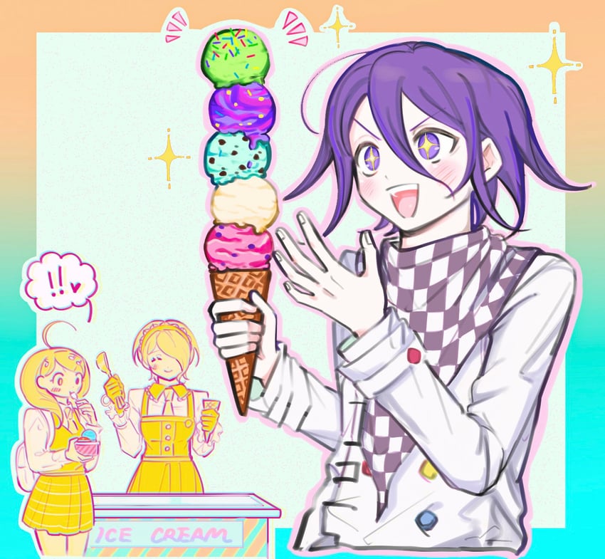 oma kokichi, akamatsu kaede, and tojo kirumi (danganronpa and 1 more) drawn by morning_(d0nteat)