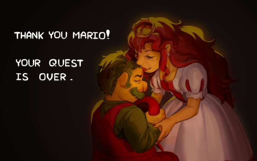 princess peach and mario (mario and 1 more) drawn by fenneccherry