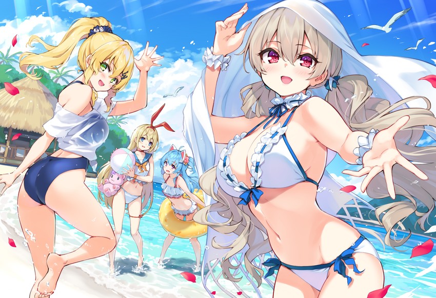 igarashi haruna, mikami chiori, xenia, and shiraishi nana (mahjong soul) drawn by hisen_kaede