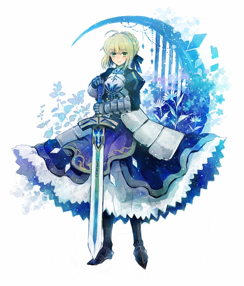 artoria pendragon and saber (fate and 2 more) drawn by mukimuki_mayuge
