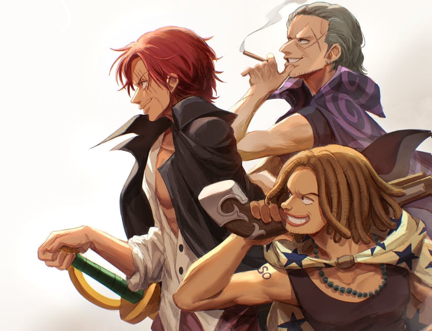 shanks, benn beckman, and yasopp (one piece) drawn by oekakiboya