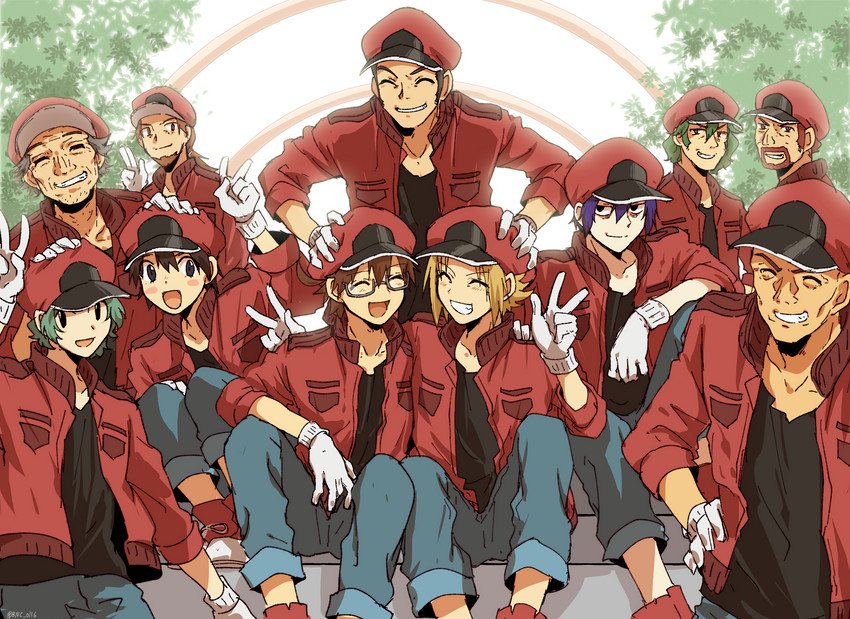 red blood cell, aa-2153, ac-1677, ad-6614, bb-5123, and 4 more (hataraku saibou and 1 more) drawn by banchii