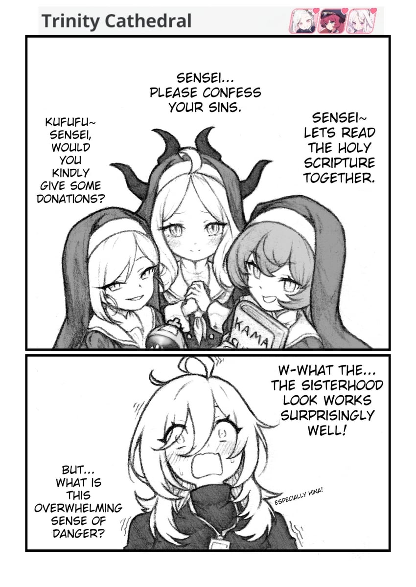 sensei, hina, mutsuki, iroha, and female sensei (blue archive) drawn by vignette_(artist)