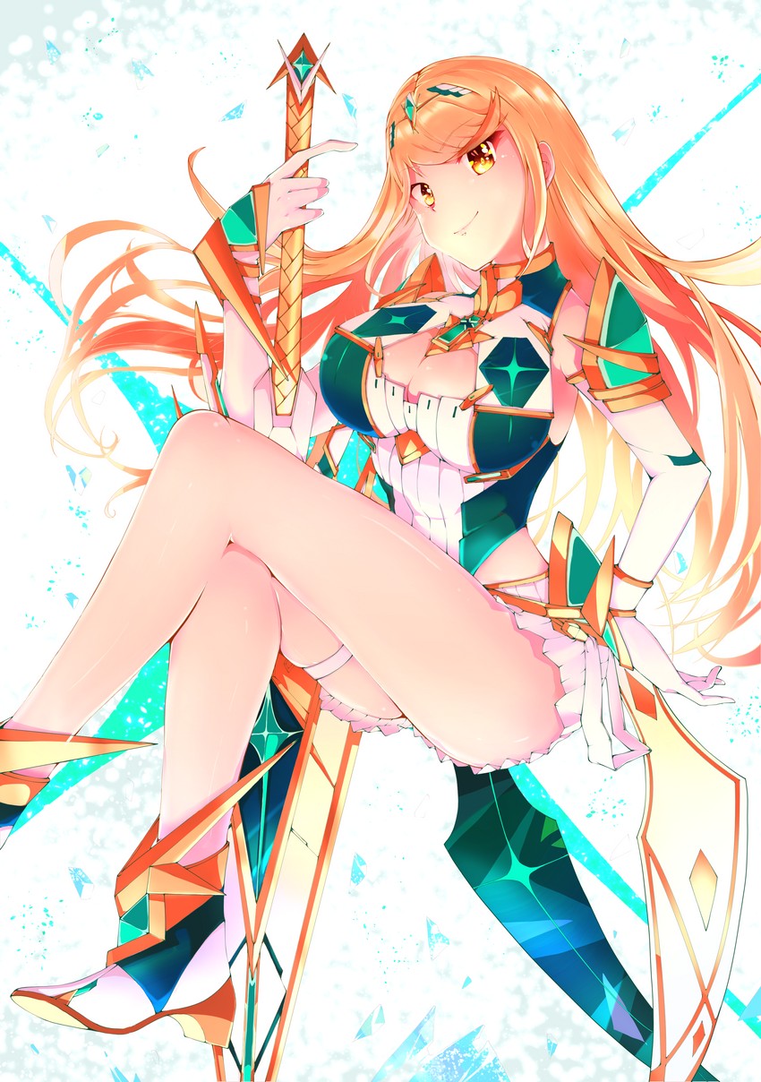 mythra (xenoblade chronicles and 1 more) drawn by risumi_(taka-fallcherryblossom)
