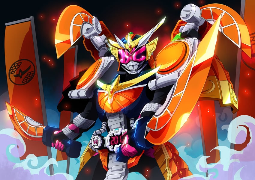 kamen rider zi-o and kamen rider zi-o gaim armor (kamen rider and 2 more) drawn by otokamu